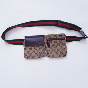 GUCCI Monogram Canvass Sherry Line Belt Bag Bum Bag Authentic